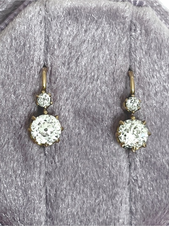 Jewelry - old mine cut diamond earrings- price is firm